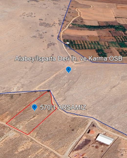 EVCİ'DEN ISPARTA ATABEY OSB BİTİŞİĞİ 6.733 m² TEK TAPU SATILIK ARSA